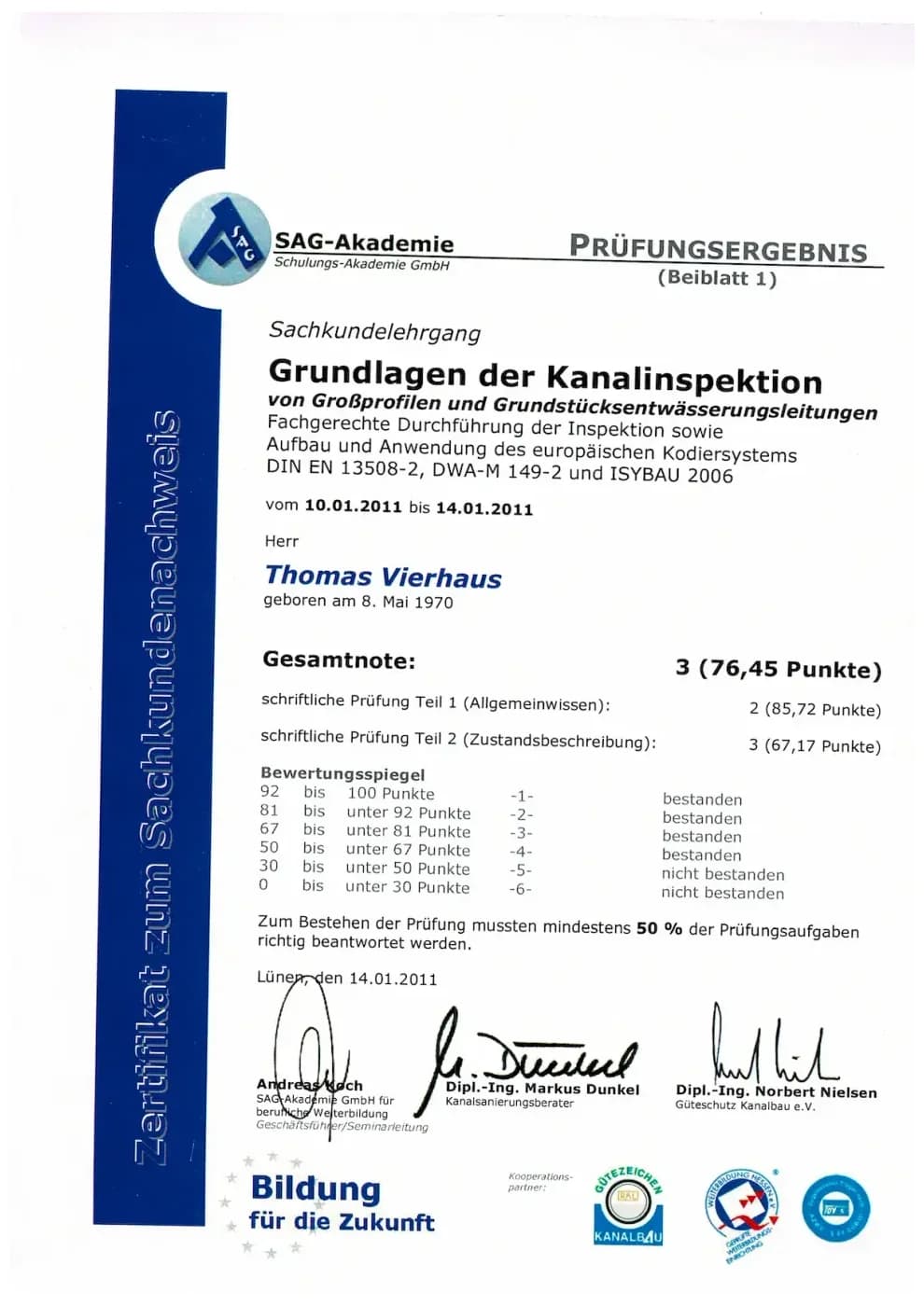 Zertifikat der RKS Rohr und Kanal Technik GmbH (15)