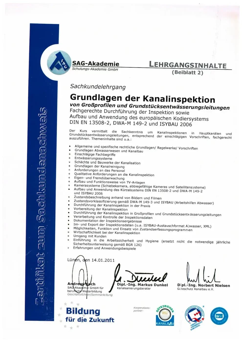 Zertifikat der RKS Rohr und Kanal Technik GmbH (16)