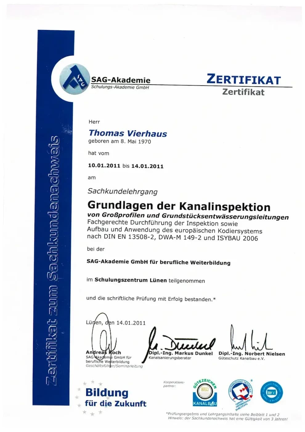 Zertifikat der RKS Rohr und Kanal Technik GmbH (18)