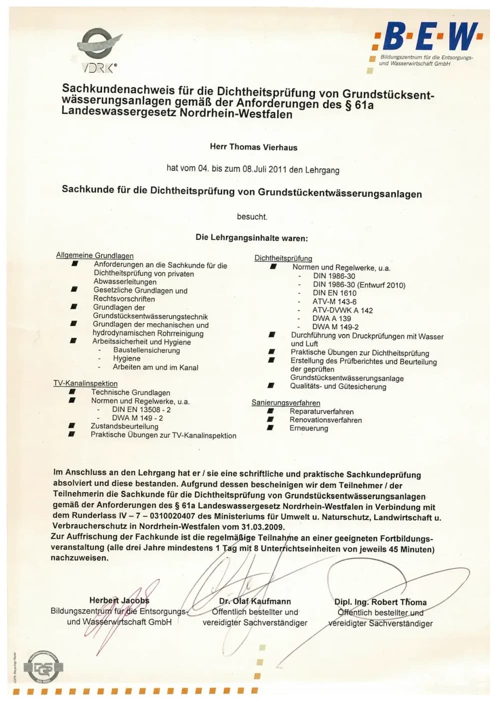 Zertifikat der RKS Rohr und Kanal Technik GmbH (21)